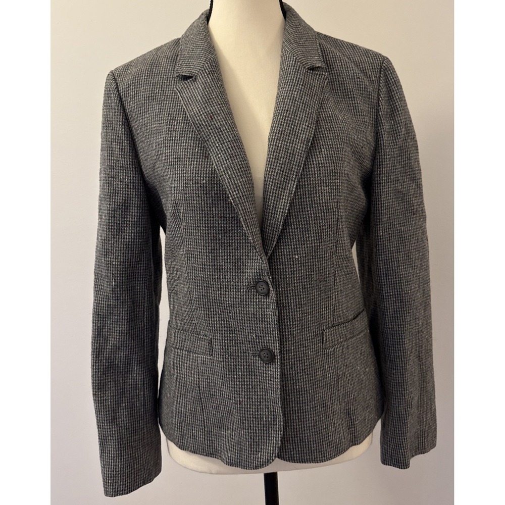 Pendleton 100% Virgin Wool Blazer Size Small 6 ? Gray Houndstooth Tweed